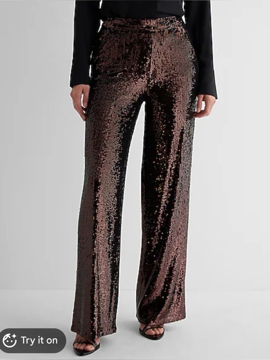 Express Pants - NWOT Express Wide Leg Brown Sequin Pants 10